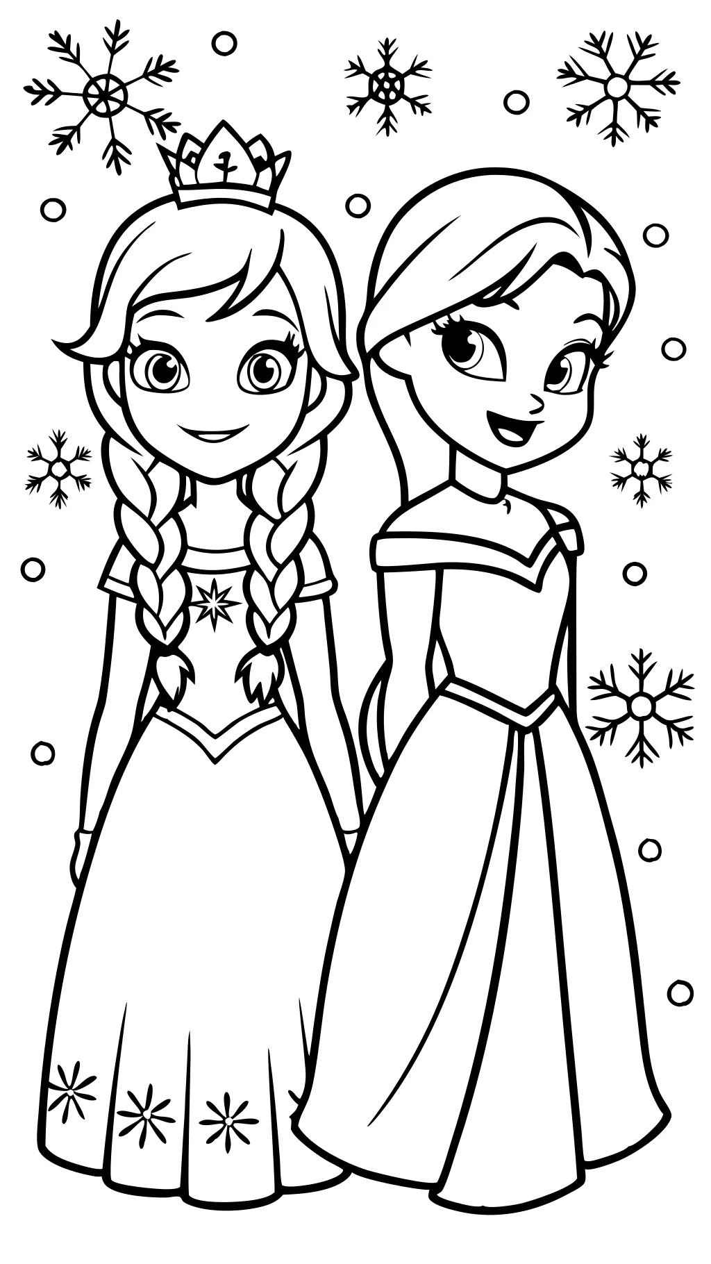 páginas para colorear imprimibles de Elsa y Anna